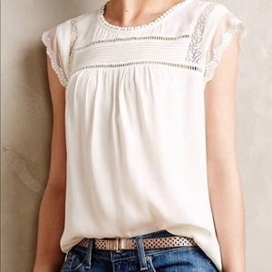 NWT White Daniel Rainn Becru Lace Detail Blouse
